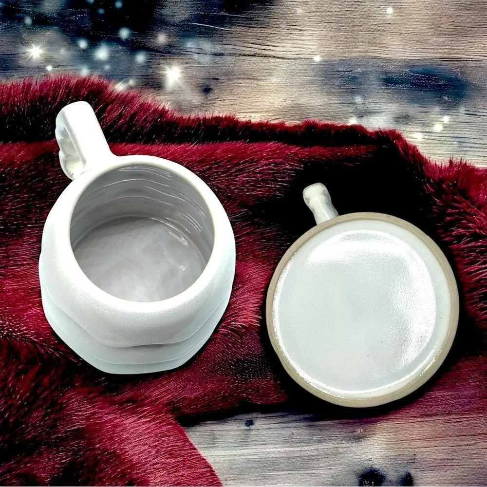Set of 2 Ceramic Christmas Tree Coffee Mugs l 16 oz. l White
